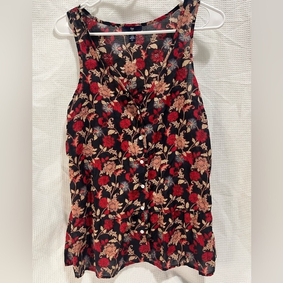 GAP Tops - GAP Women’s Floral Sheer Button Up Tank Sz XS